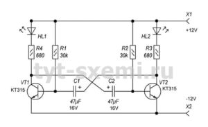 Функциональная схема мультивибратора