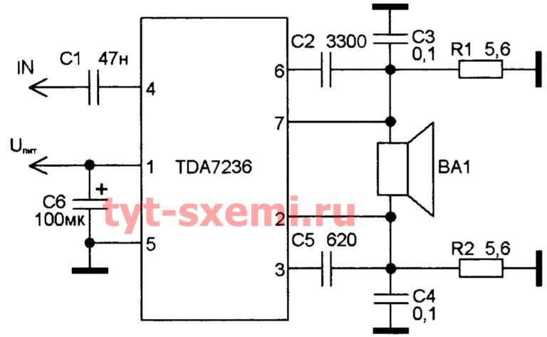 Tda7057aq схема усилителя